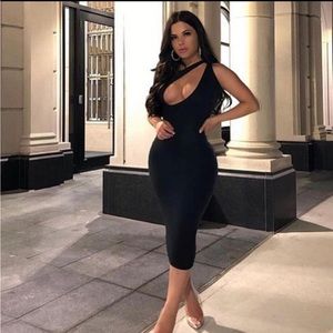 Sexy black open front dress